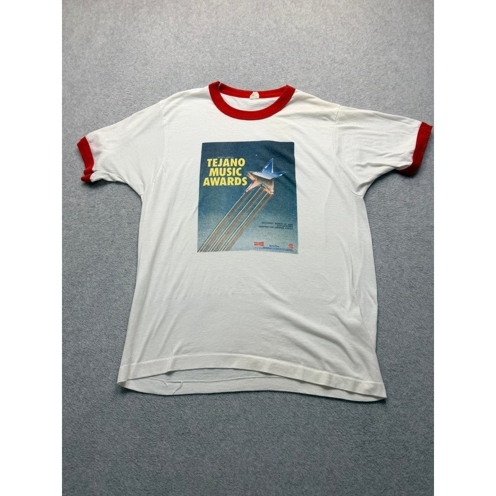 Vintage 1988 Tejano Music Awards San Antonio Ringer T-Shirt White Red Large
